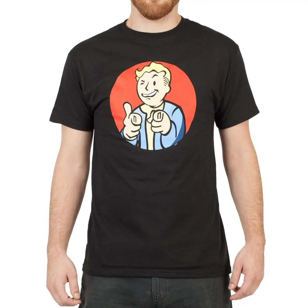 Bioworld Fallout Vault Boy Pointing (Red Circle) Men's Black T-Shirt 1 Bioworld Fallout Vault Boy Pointing (Red Circle) Men's Black T-Shirt