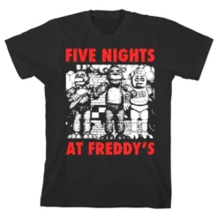 Bioworld Five Nights At Freddy's "Red Letters" Boy's Black T-Shirt