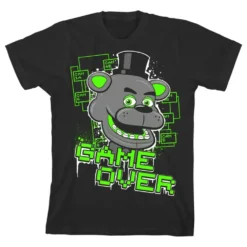 Bioworld Five Nights At Freddy's "Game Over" Boy's Black T-Shirt