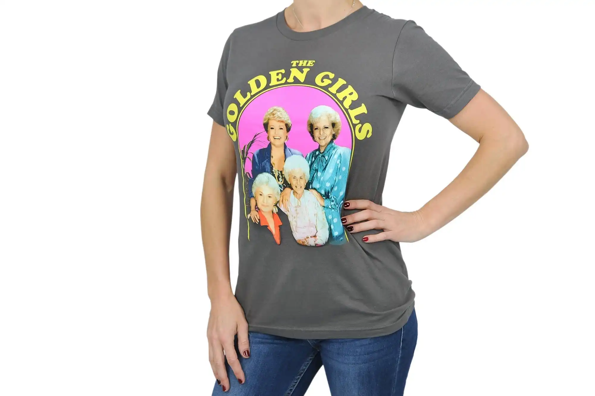 Bioworld Golden Girls Group Shot Vintage T-Shirt | Charcoal Grey Shirt Featuring The Cast 3 Bioworld Golden Girls Group Shot Vintage T-Shirt | Charcoal Grey Shirt Featuring The Cast - Image 3