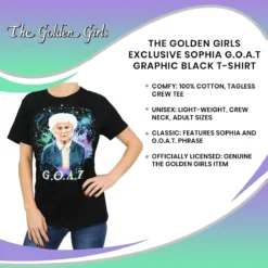 Bioworld The Golden Girls Exclusive Sophia G.O.A.T Graphic Black T-Shirt -Hoodies Sales BIW TS8A02GDG PGR