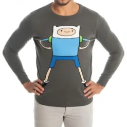 Bioworld Adventure Time Finn Adult Gray Knit Sweater