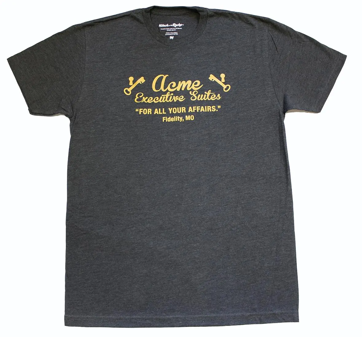 Crowded Coop, LLC Kitsch On The Rocks Acme Executive Suites Men's Grey T-Shirt 1 Crowded Coop, LLC Kitsch On The Rocks Acme Executive Suites Men's Grey T-Shirt