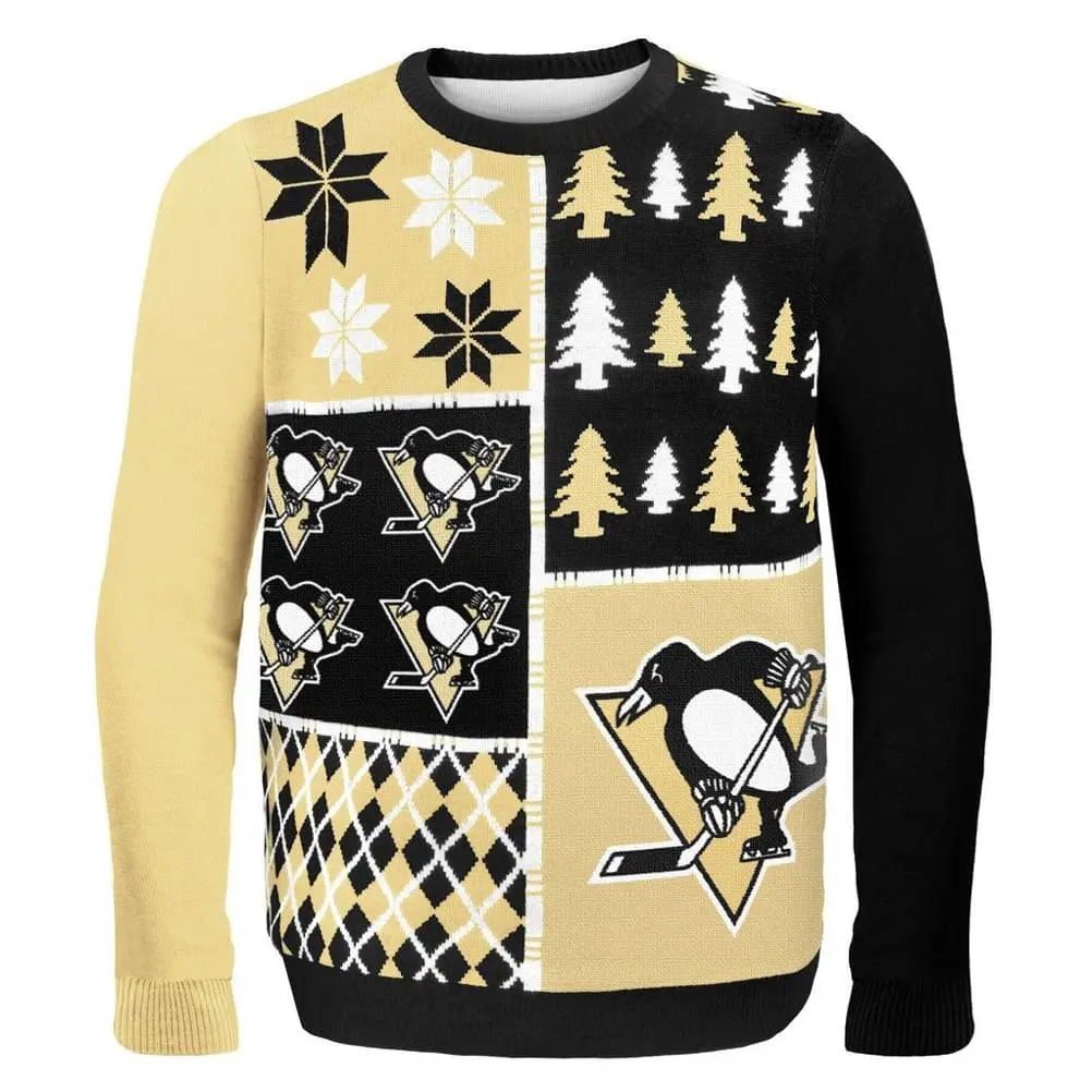 Forever Collectibles Pittsburgh Penguins NHL Busy Block Ugly Sweater 1 Forever Collectibles Pittsburgh Penguins NHL Busy Block Ugly Sweater