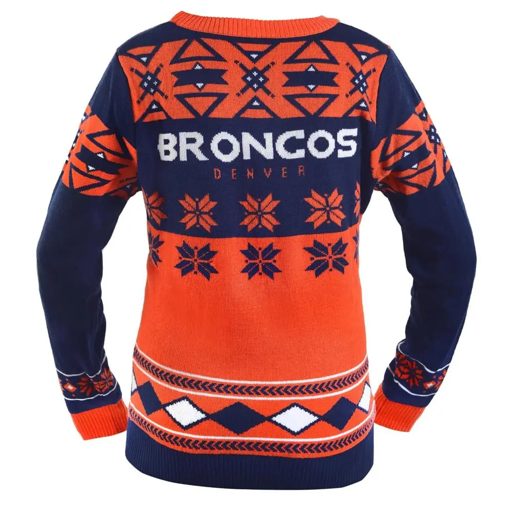 Forever Collectibles Denver Broncos NFL Women's Big Logo V-Neck Ugly Christmas Sweater 2 Forever Collectibles Denver Broncos NFL Women's Big Logo V-Neck Ugly Christmas Sweater - Image 2