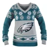 Forever Collectibles Philadelphia Eagles NFL Women's Big Logo V-Neck Ugly Christmas Sweater