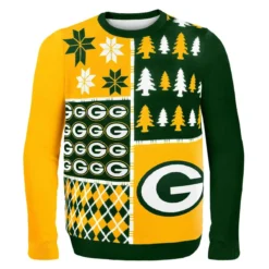 Forever Collectibles Green Bay Packers Busy Block NFL Ugly Sweater