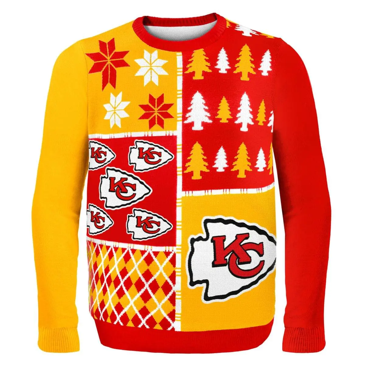 Forever Collectibles Kansas City Chiefs Busy Block NFL Ugly Sweater 1 Forever Collectibles Kansas City Chiefs Busy Block NFL Ugly Sweater
