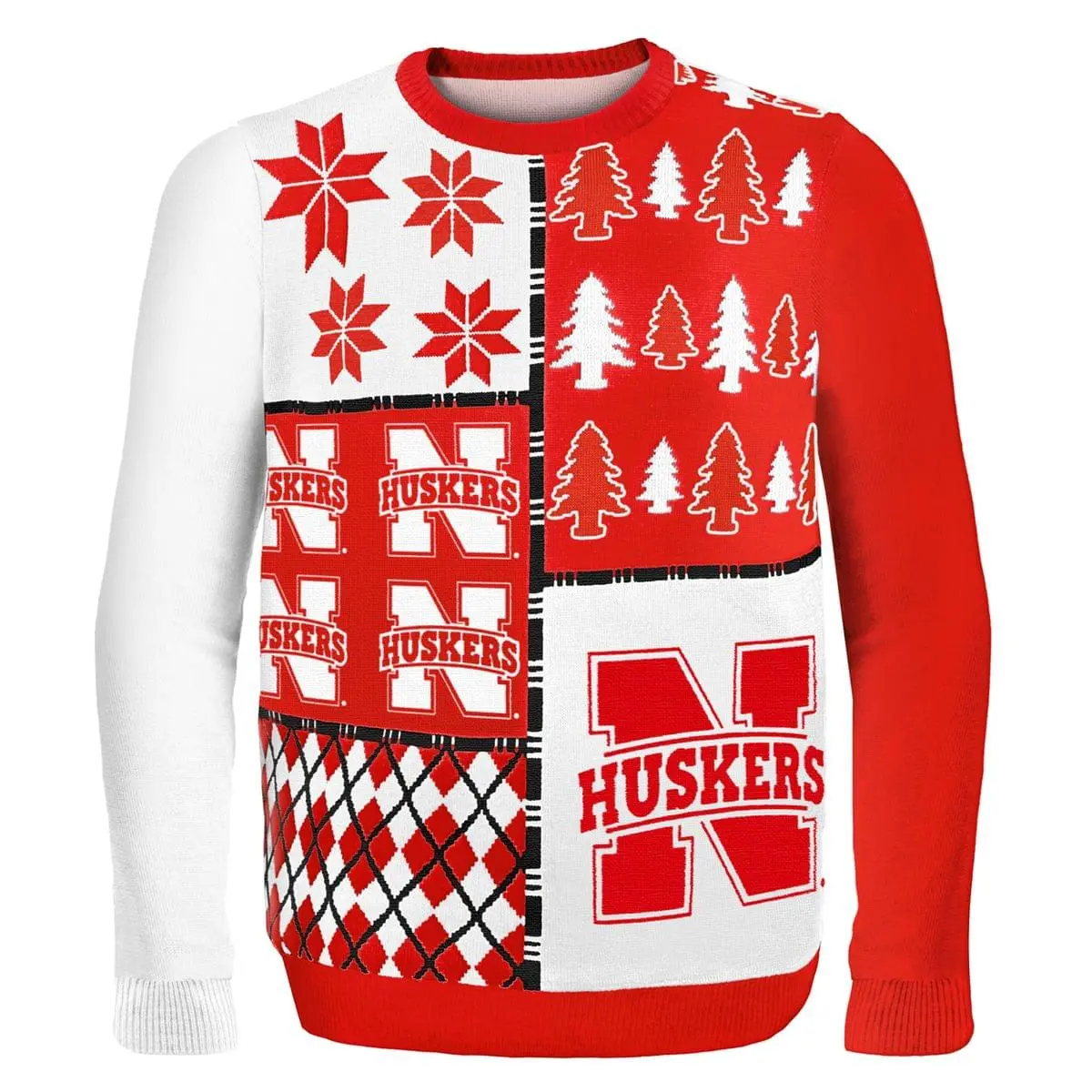 Forever Collectibles Nebraska Busy Block NCAA Ugly Sweater 1 Forever Collectibles Nebraska Busy Block NCAA Ugly Sweater