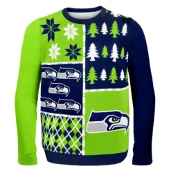 Forever Collectibles Seattle Seahawks Busy Block NFL Ugly Sweater