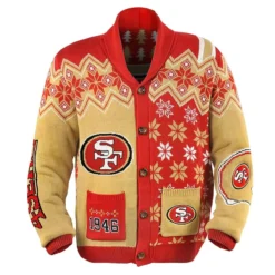 Forever Collectibles San Francisco 49Ers NFL Adult Ugly Cardigan Sweater