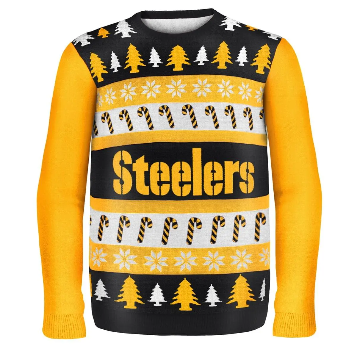 Forever Collectibles Pittsburgh Steelers Wordmark NFL Ugly Sweater 1 Forever Collectibles Pittsburgh Steelers Wordmark NFL Ugly Sweater