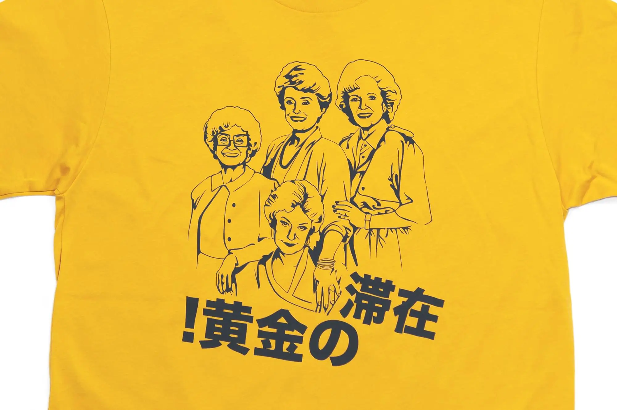 Goodie Two Sleeves The Golden Girls 'Stay Golden Japan!' Men's Mustard T-Shirt | Comfort Fit 4 Goodie Two Sleeves The Golden Girls 'Stay Golden Japan!' Men's Mustard T-Shirt | Comfort Fit - Image 4