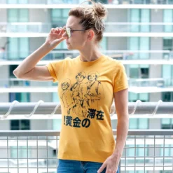 Goodie Two Sleeves The Golden Girls 'Stay Golden Japan!' Women's Mustard T-Shirt | Comfort Fit -Hoodies Sales GOO GGL0055 502 PE c81125ee 9efe 44d0 aace 237a4f49b712