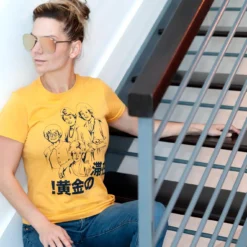 Goodie Two Sleeves The Golden Girls 'Stay Golden Japan!' Women's Mustard T-Shirt | Comfort Fit -Hoodies Sales GOO GGL0055 502 PF