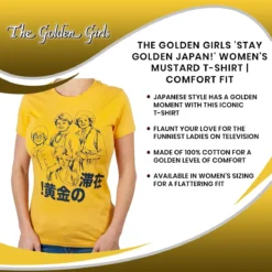 Goodie Two Sleeves The Golden Girls 'Stay Golden Japan!' Women's Mustard T-Shirt | Comfort Fit -Hoodies Sales GOO GGL0055 502 PGR