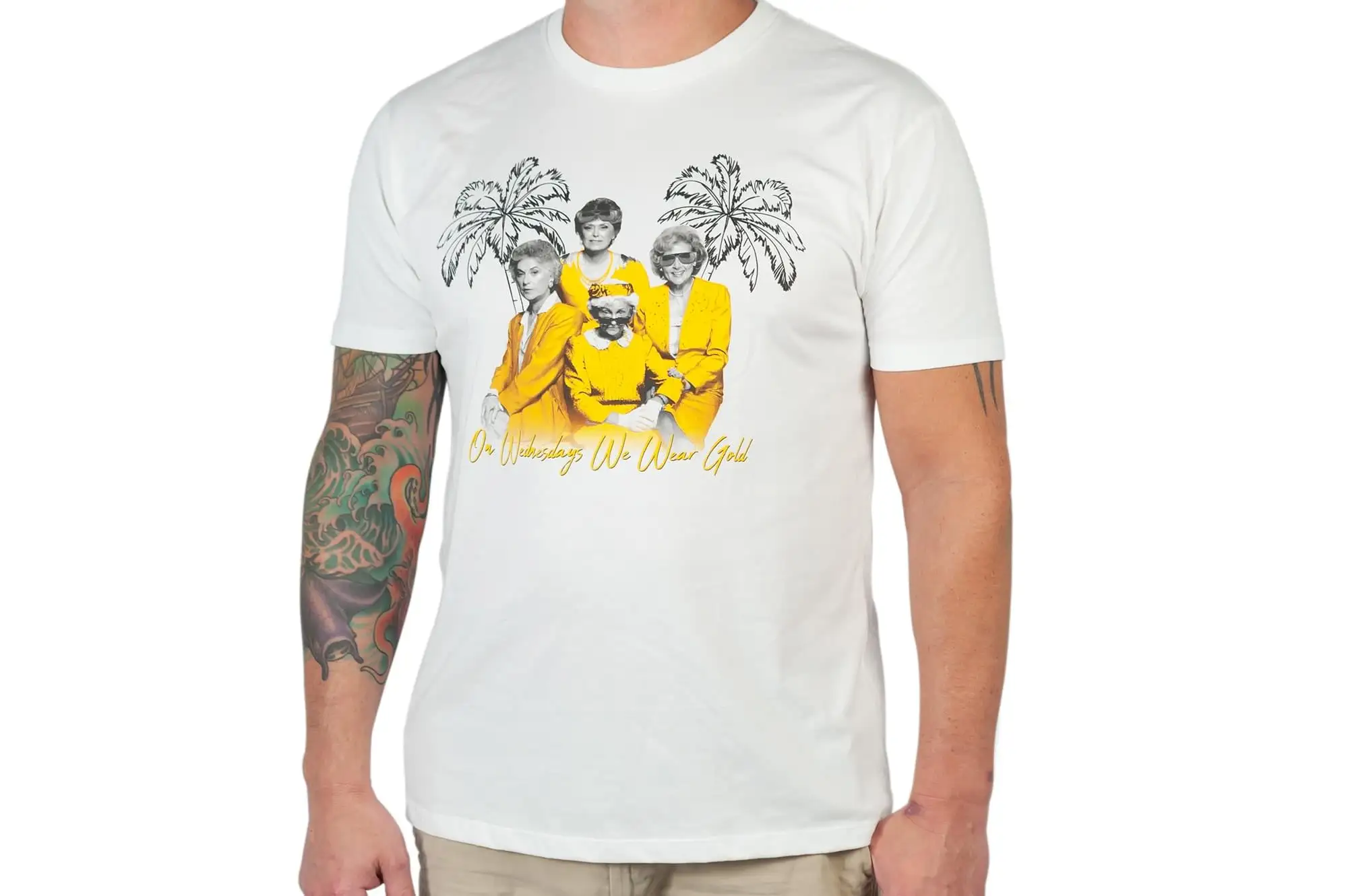 Goodie Two Sleeves The Golden Girls 'On Wednesdays We Wear Gold' Men's T-Shirt | Comfort Fit 1 Goodie Two Sleeves The Golden Girls 'On Wednesdays We Wear Gold' Men's T-Shirt | Comfort Fit