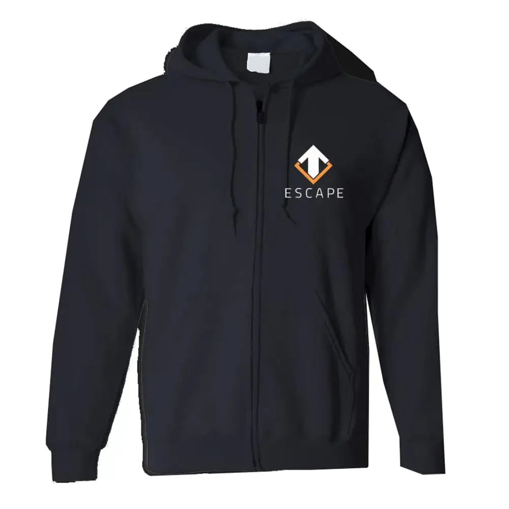 Gaya Entertainment Escape Gaming "Escape" Black Zip-Up Men's Hoodie 1 Gaya Entertainment Escape Gaming "Escape" Black Zip-Up Men's Hoodie