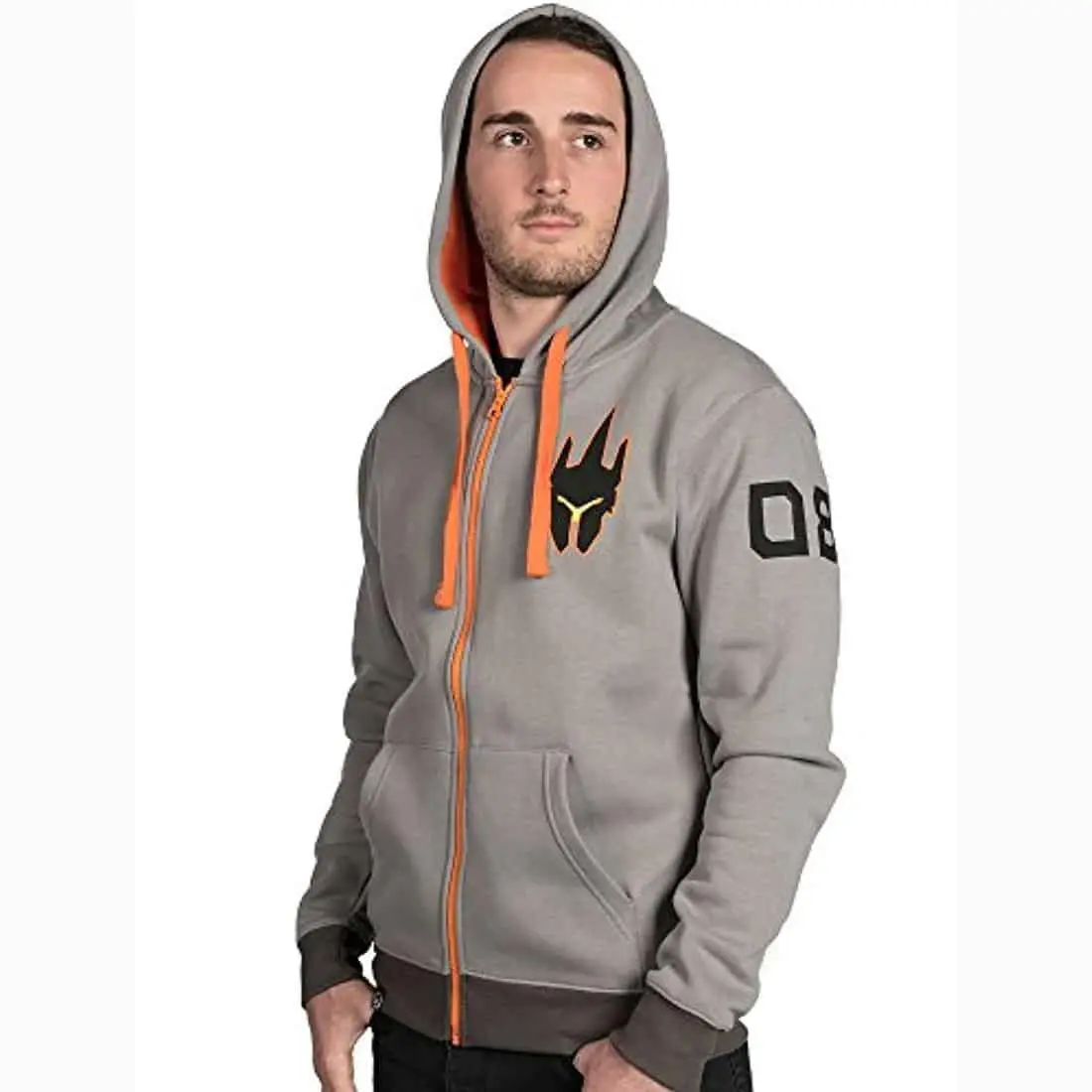 JINX Inc. Overwatch Ultimate Reinhardt Zip-Up Hoodie | Light Grey 2 JINX Inc. Overwatch Ultimate Reinhardt Zip-Up Hoodie | Light Grey - Image 2