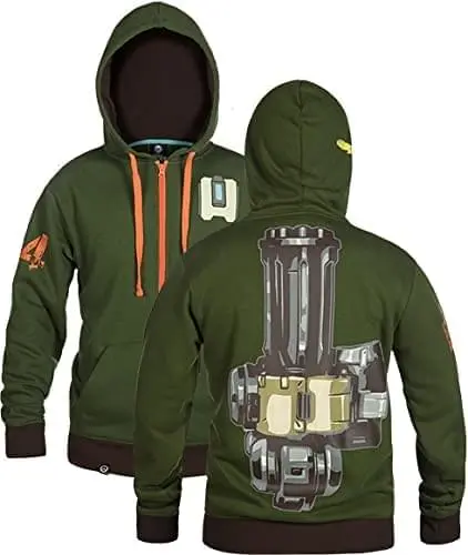 JINX Inc. Overwatch Ultimate Bastion Zip-Up Hoodie | Green 2 JINX Inc. Overwatch Ultimate Bastion Zip-Up Hoodie | Green - Image 2