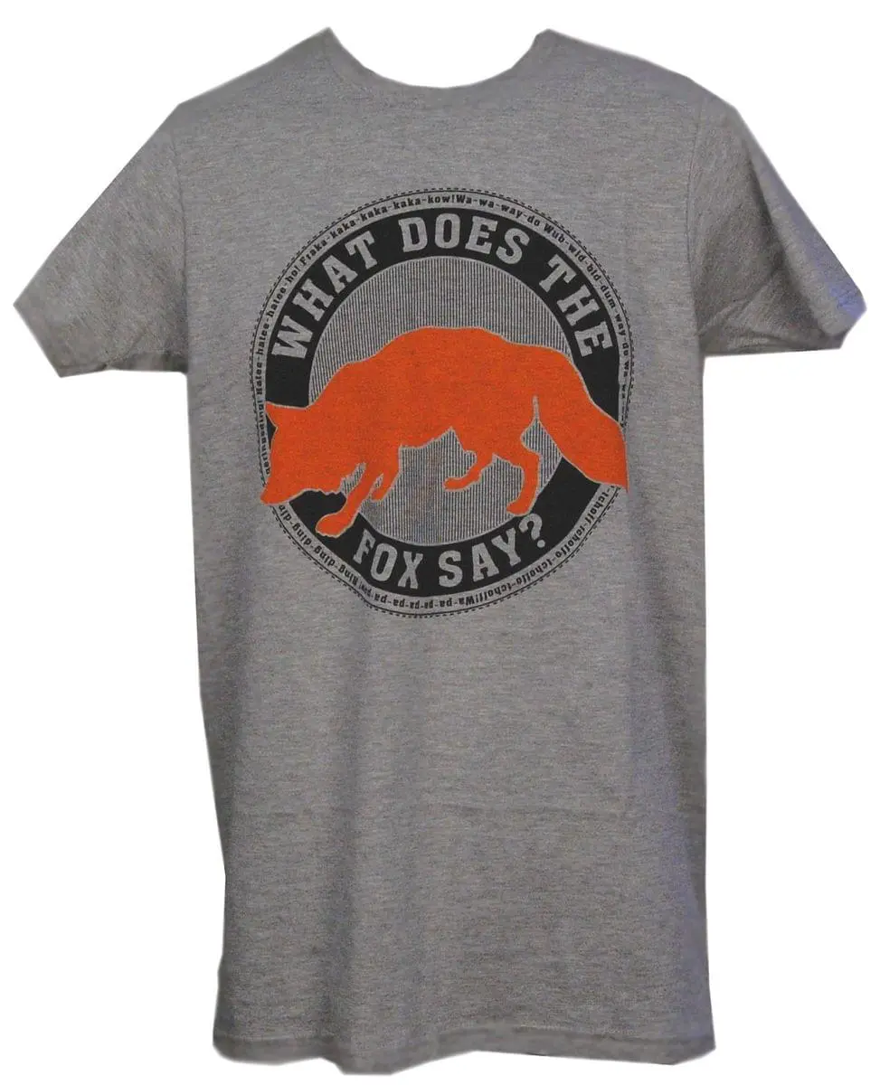 Mighty Fine What Does The Fox Say Emblem T-Shirt Adult: Heather Grey 1 Mighty Fine What Does The Fox Say Emblem T-Shirt Adult: Heather Grey