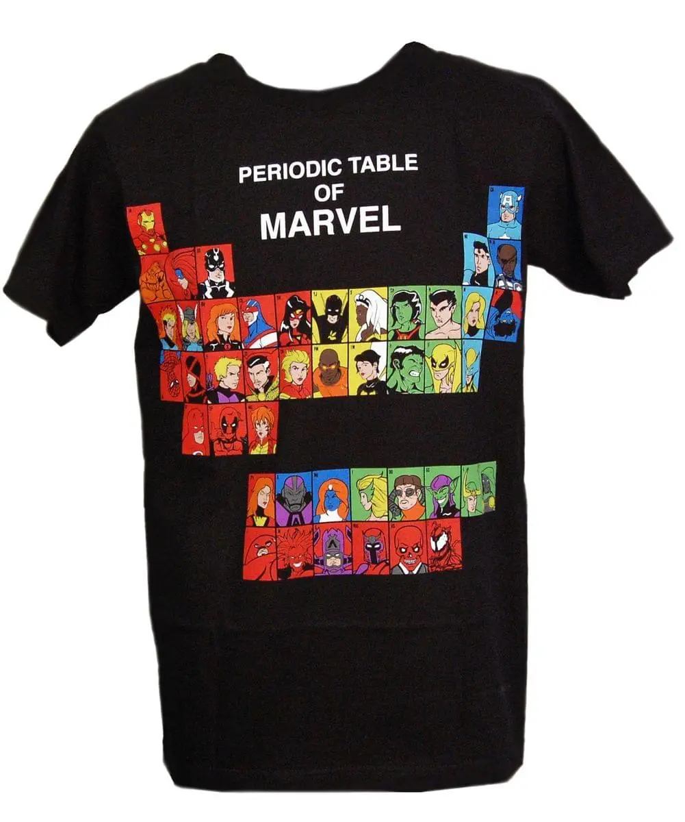 Mighty Fine Periodic Table Of Marvel T-Shirt Adult 1 Mighty Fine Periodic Table Of Marvel T-Shirt Adult