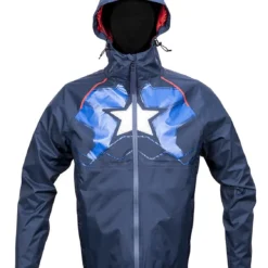 Ukonic Marvel Comics Captain America Zip Raincoat For Men | Wind And Waterproof Jacket