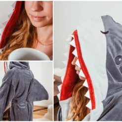 Ukonic JAWS Great White Shark Unisex Hooded Fleece Robe For Adults | One Size Fits Most 11 Ukonic JAWS Great White Shark Unisex Hooded Fleece Robe For Adults | One Size Fits Most -Hoodies Sales RBF 16525 CE