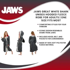Ukonic JAWS Great White Shark Unisex Hooded Fleece Robe For Adults | One Size Fits Most 13 Ukonic JAWS Great White Shark Unisex Hooded Fleece Robe For Adults | One Size Fits Most -Hoodies Sales RBF 16525 CGR