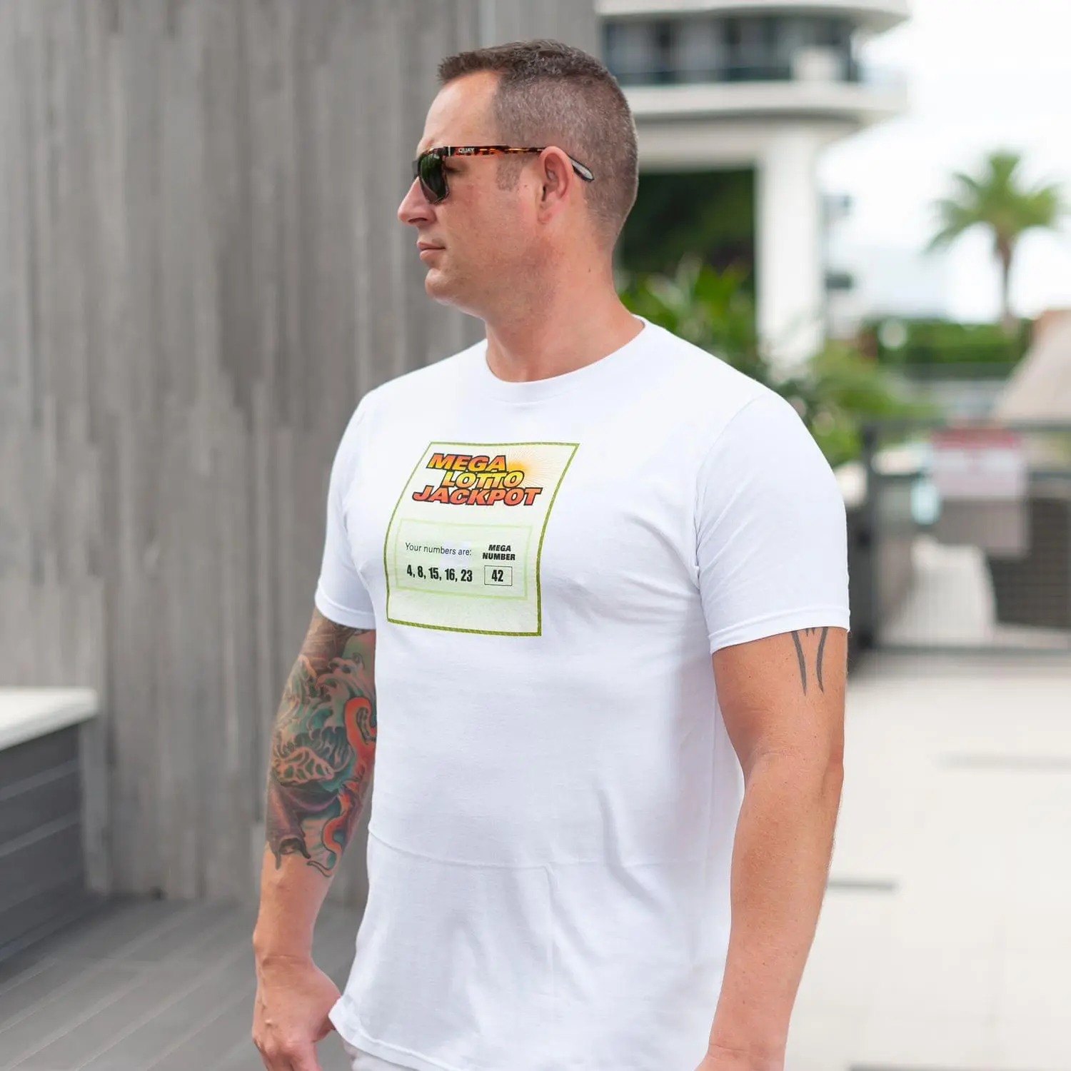 Ripple Junction Lost "Mega Lotto Jackpot" Men's White T-Shirt 5 Ripple Junction Lost "Mega Lotto Jackpot" Men's White T-Shirt - Image 5