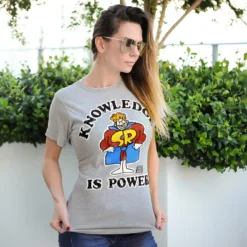 Ripple Junction Schoolhouse Rock! “Knowledge Is Power” Adult T-Shirt - Grey -Hoodies Sales RPJ SCAS2081 PF