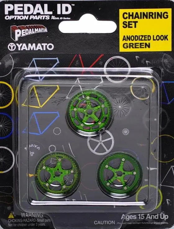 Yamato Pedal Id 1:9 Scale Bicycle: Chain Ring Set: Anodized Look Green 1 Yamato Pedal Id 1:9 Scale Bicycle: Chain Ring Set: Anodized Look Green