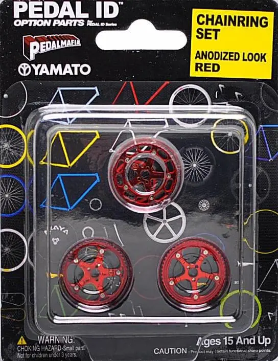 Yamato Pedal Id 1:9 Scale Bicycle: Chain Ring Set: Anodized Look Red 1 Yamato Pedal Id 1:9 Scale Bicycle: Chain Ring Set: Anodized Look Red