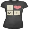Bioworld Scrabble Glitter Heart Juniors Charcoal T-Shirt